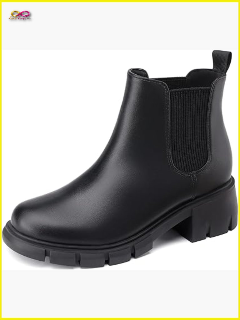 Girls Chelsea Booties Slip On Lug Sole Ankle Boots Toddler Little Kid Big Kid